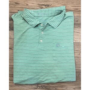 B Draddy Shirt Polo Mens XXL Green Blue Stripe Pima Cotton Short Sleeve‎ Stretch
